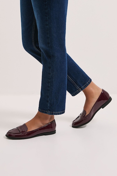 Dorothy Perkins Wide Fit Lara Penny Loafers Burgundy