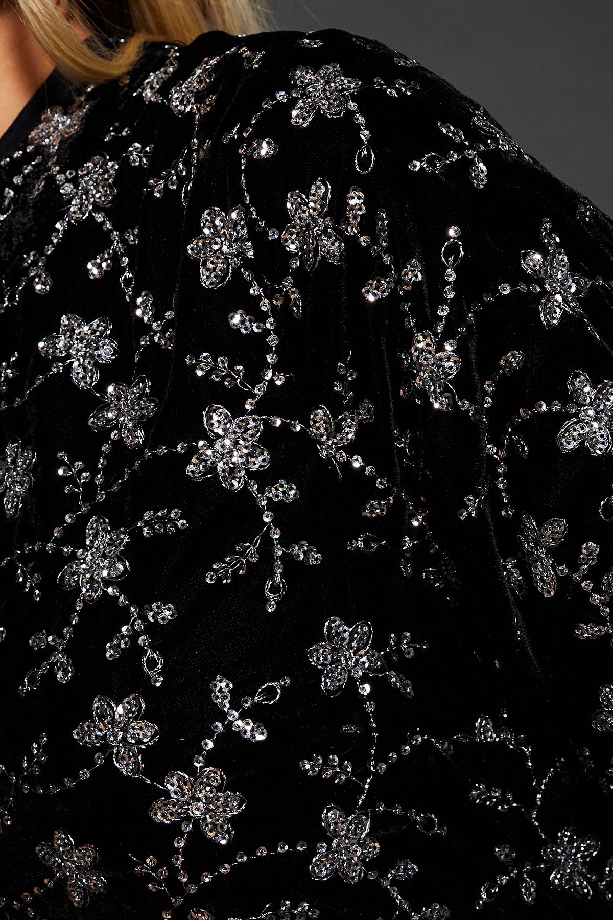 Dorothy Perkins Dp Luxe Petite Black Embroidered Velvet Mini Dress Black image 5