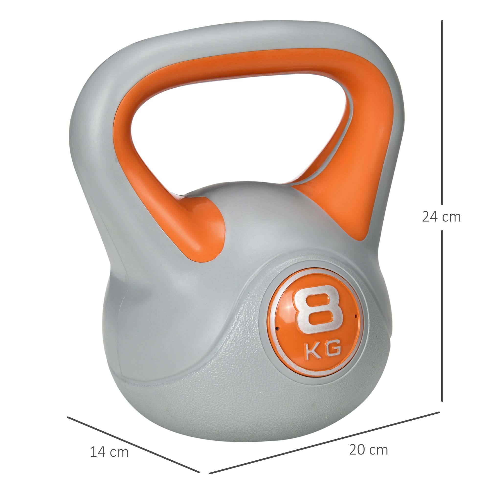 SPORTNOW 8kg Kettle Bell with Handle for Home Gym, Orange and Grey image 3