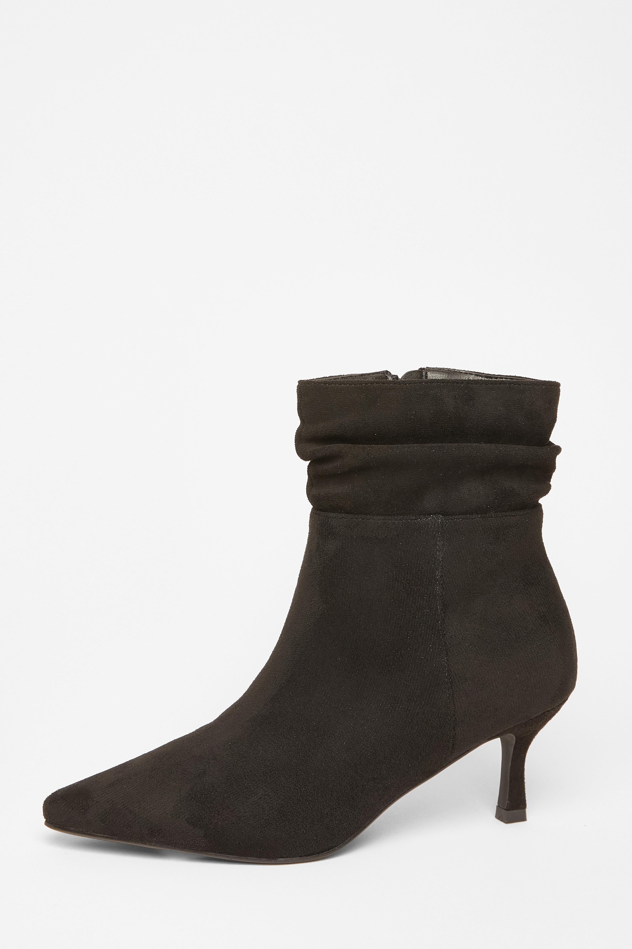 Quiz Black Faux Suede Heeled Ankle Boots image 3