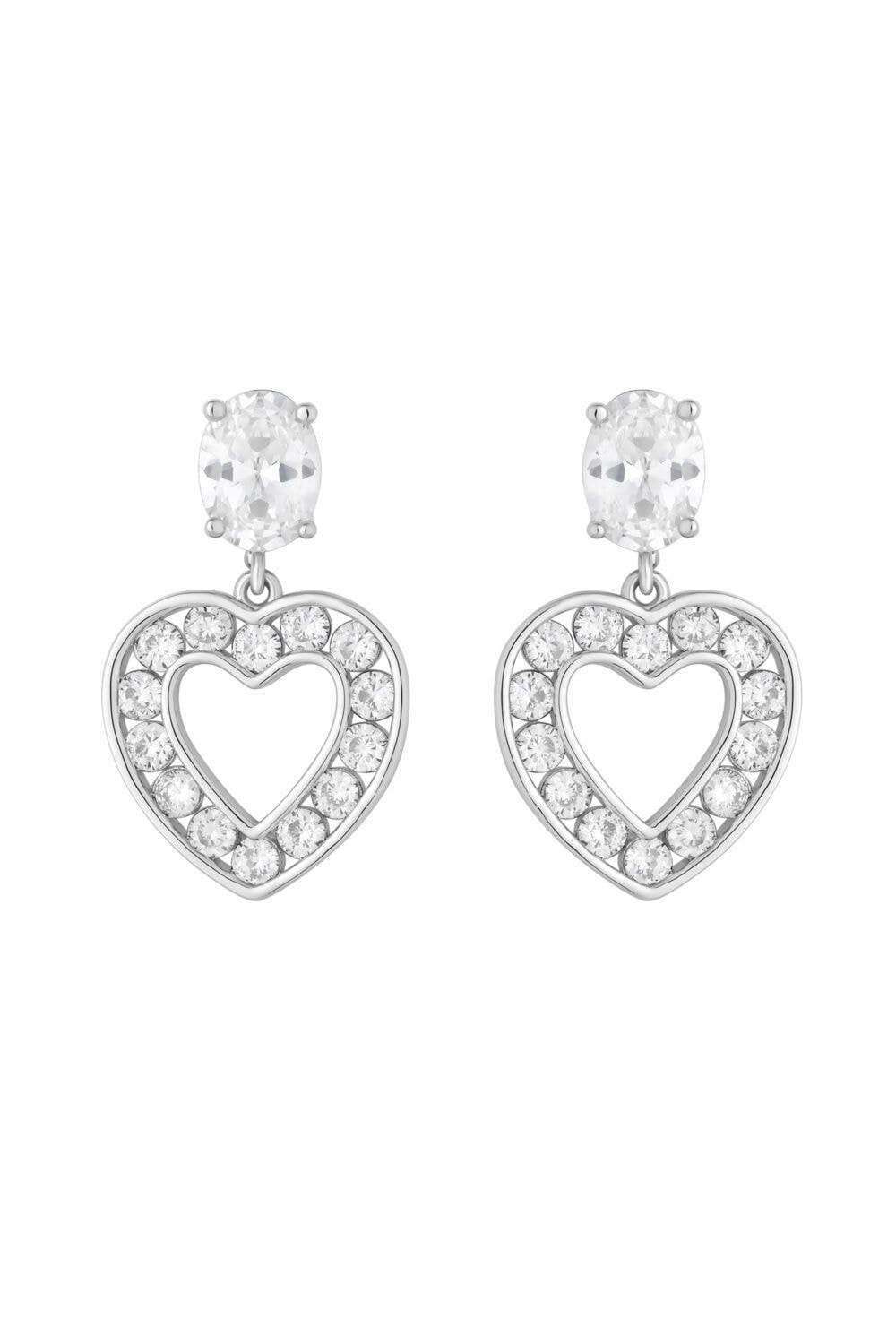 Jon Richard Rhodium Plated And Cubic Zirconia Open Heart Drop Earrings image 1
