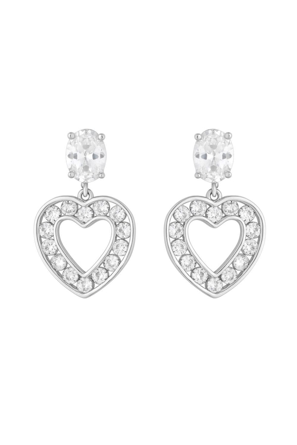 Jon Richard Rhodium Plated And Cubic Zirconia Open Heart Drop Earrings