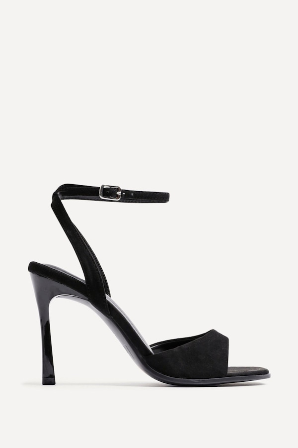 Linzi Jazz Black Faux Suede Stiletto High Heels