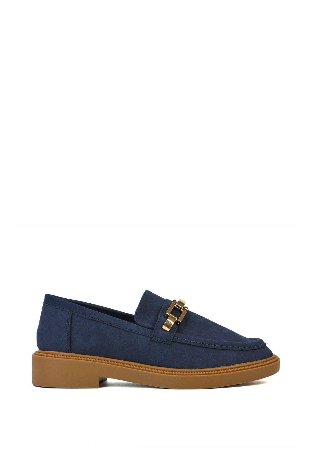 XY London 'Dakoa' Gold Chain Back to School Chunky Loafer Shoes