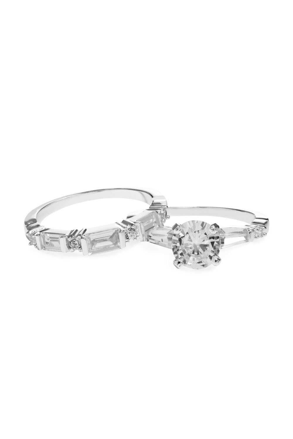 Jon Richard Rhodium Plate Cubic Zirconia Engagement Set Rings