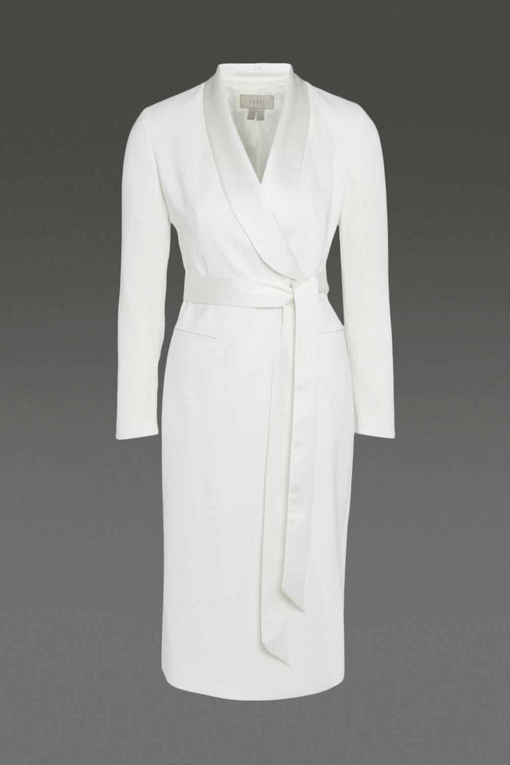 Coast Premium Midi Tie Waist Tuxedo Dress Ivory image 4