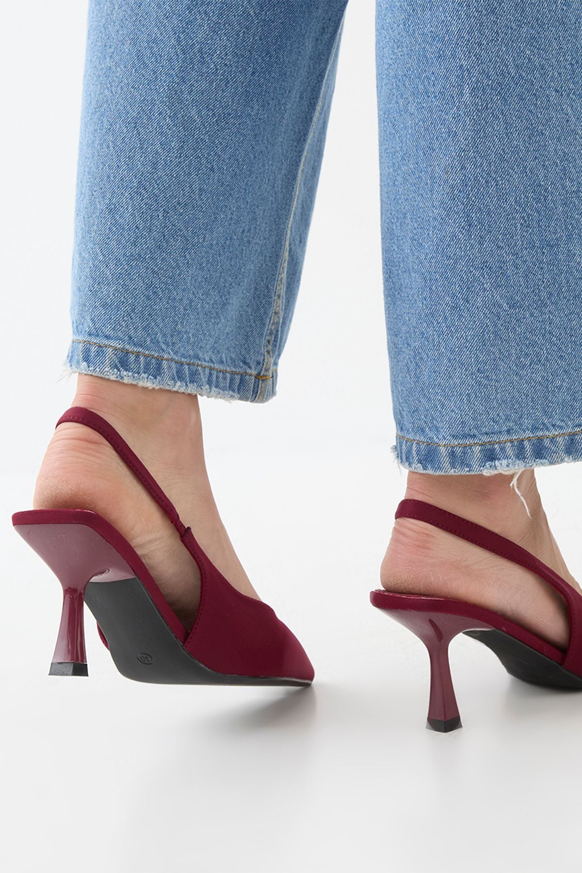 MissPap Faux Suede High Stiletto Heel Sling Back Court Shoes Burgundy image 3