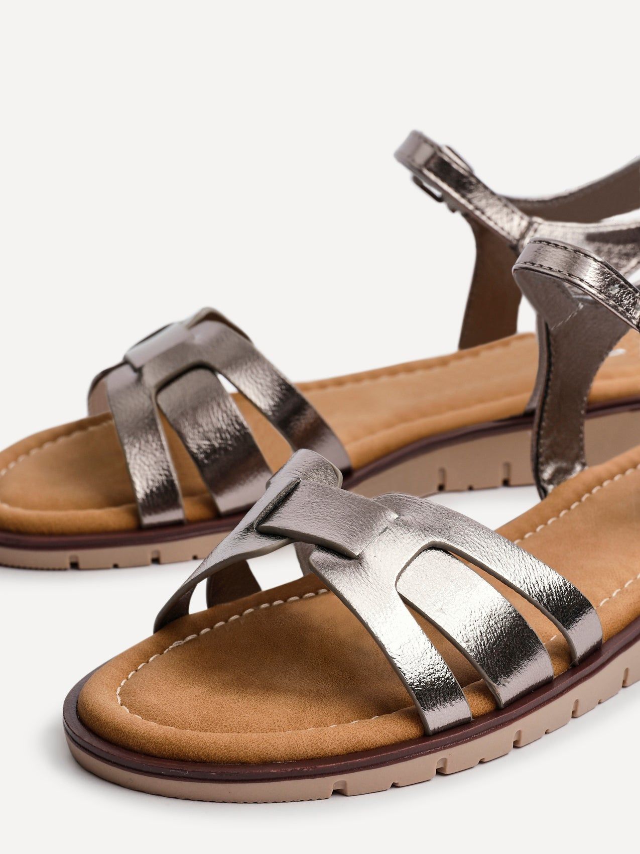 Linzi Isabel Pewter Faux Leather Two Part Sandal image 4