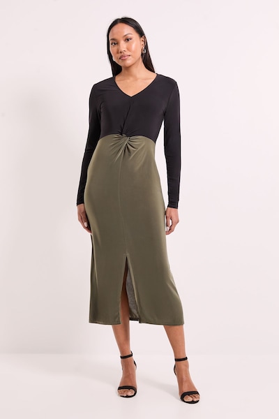 Principles Twist Knot Detail Jersey Midi Dress Olive