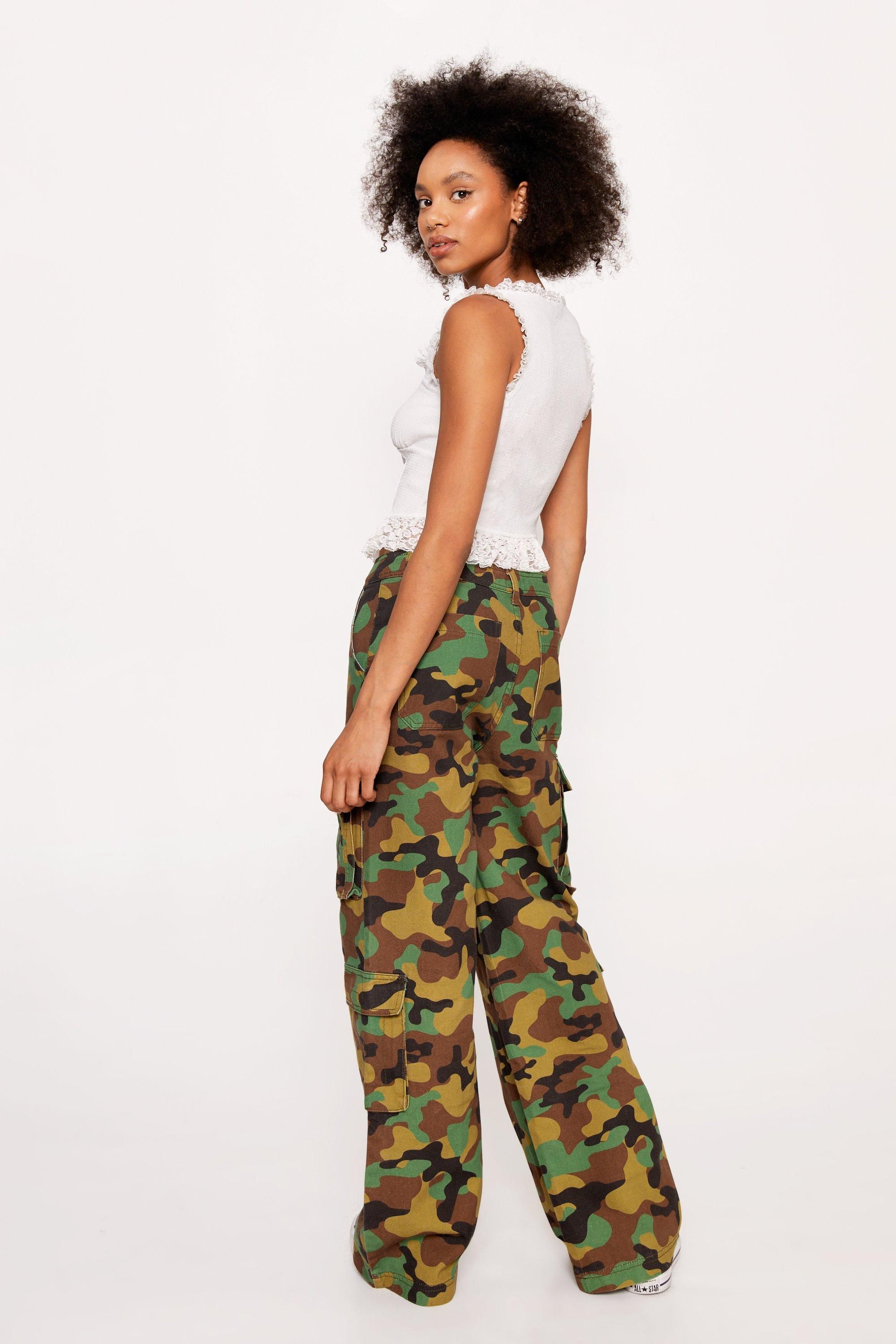 NastyGal Pocket Detail Camo Cargo Pants Camo image 4