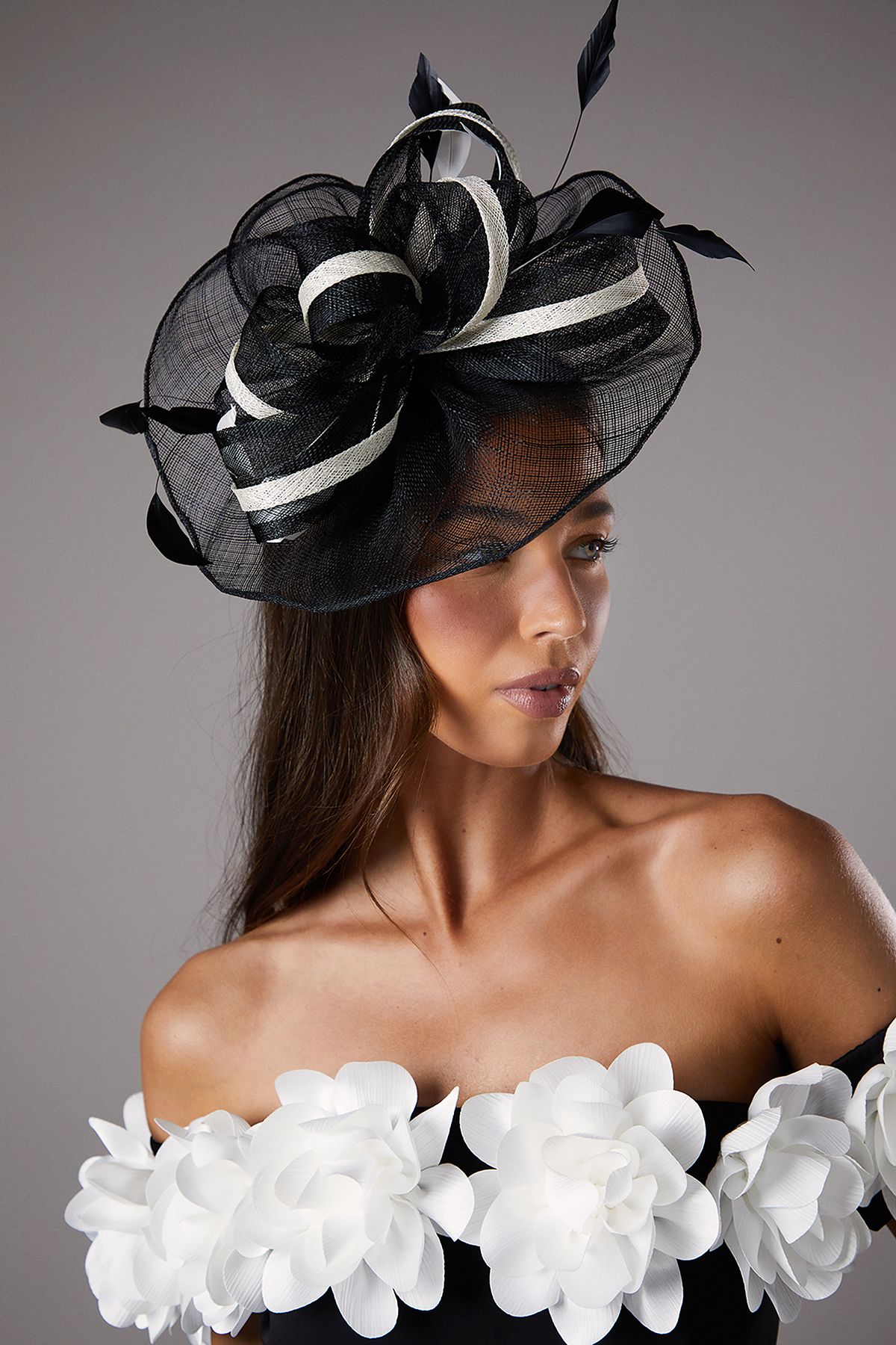 Coast Loop And Feather Detail Fascinator Mono