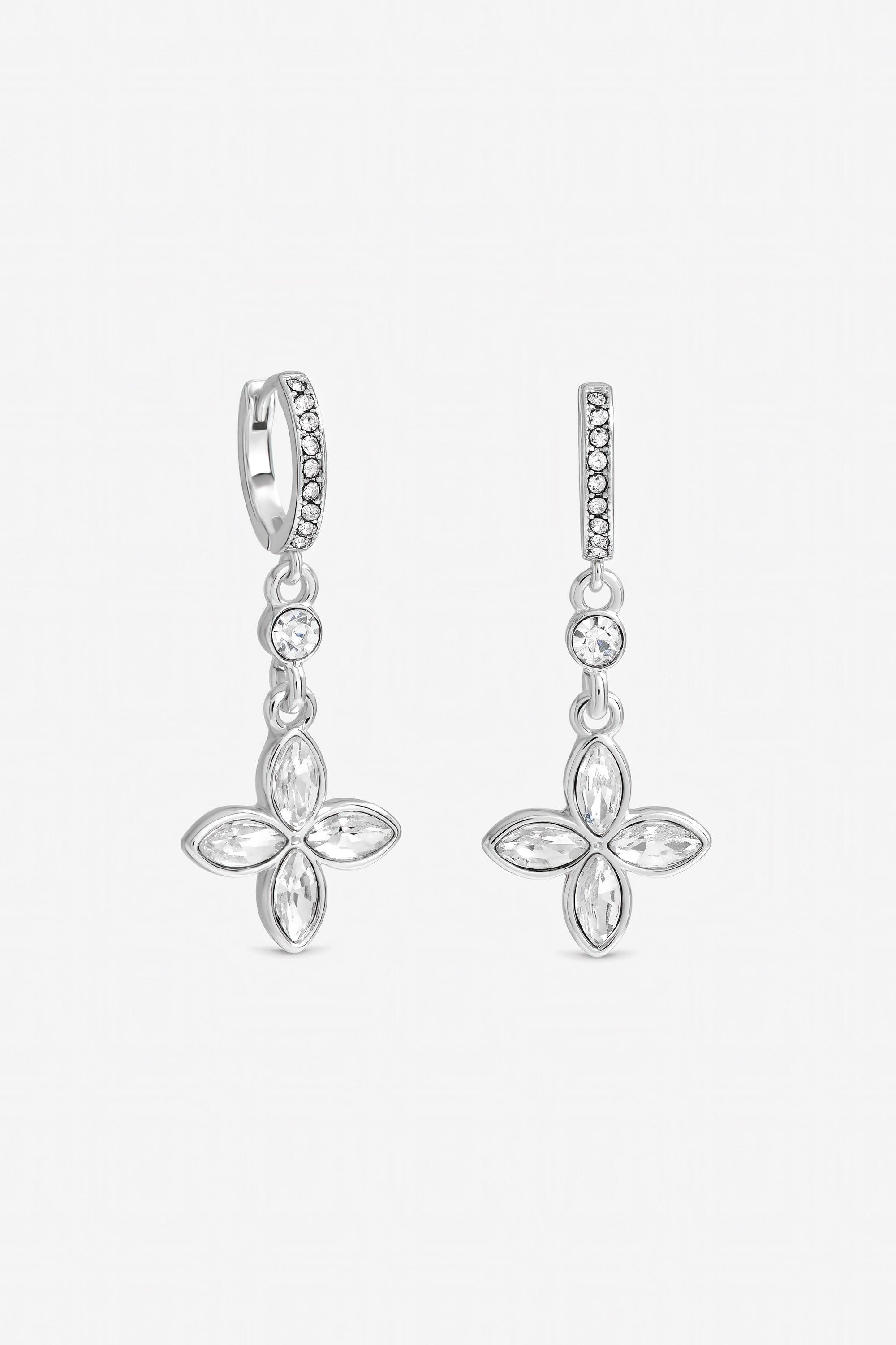 Jon Richard Silver Plated and Crystal Clover Earrings