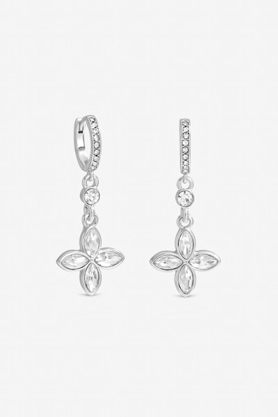 Jon Richard Silver Plated and Crystal Clover Earrings