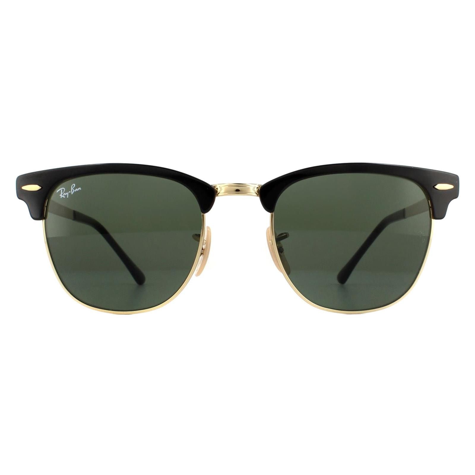 Ray-Ban Round Gold Top On Black Green Clubmaster Metal RB3716 Sunglasses