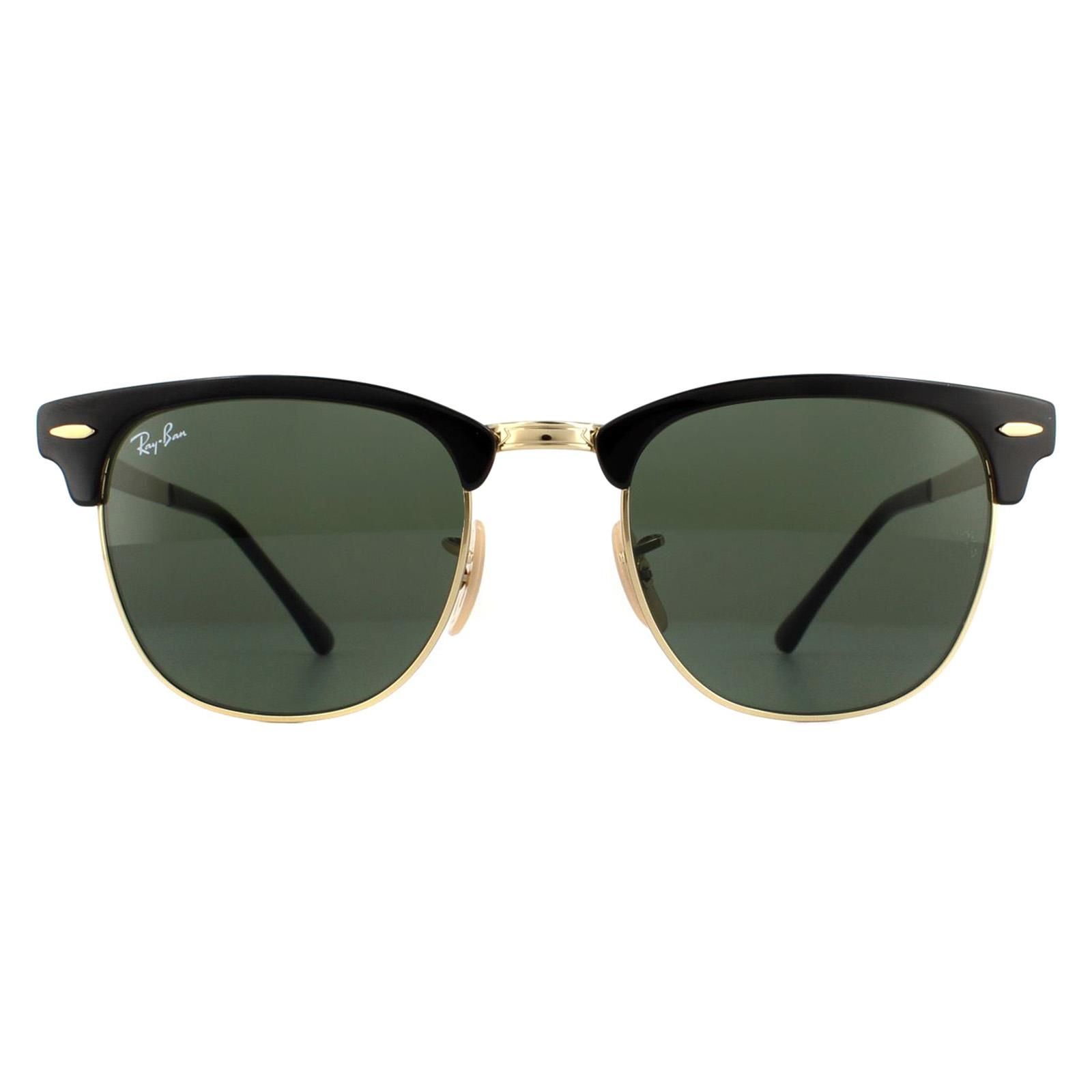 Ray-Ban Round Gold Top On Black Green Clubmaster Metal RB3716 Sunglasses image 1