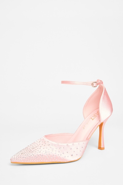 Quiz Pink Wide Fit Diamante Court Heels