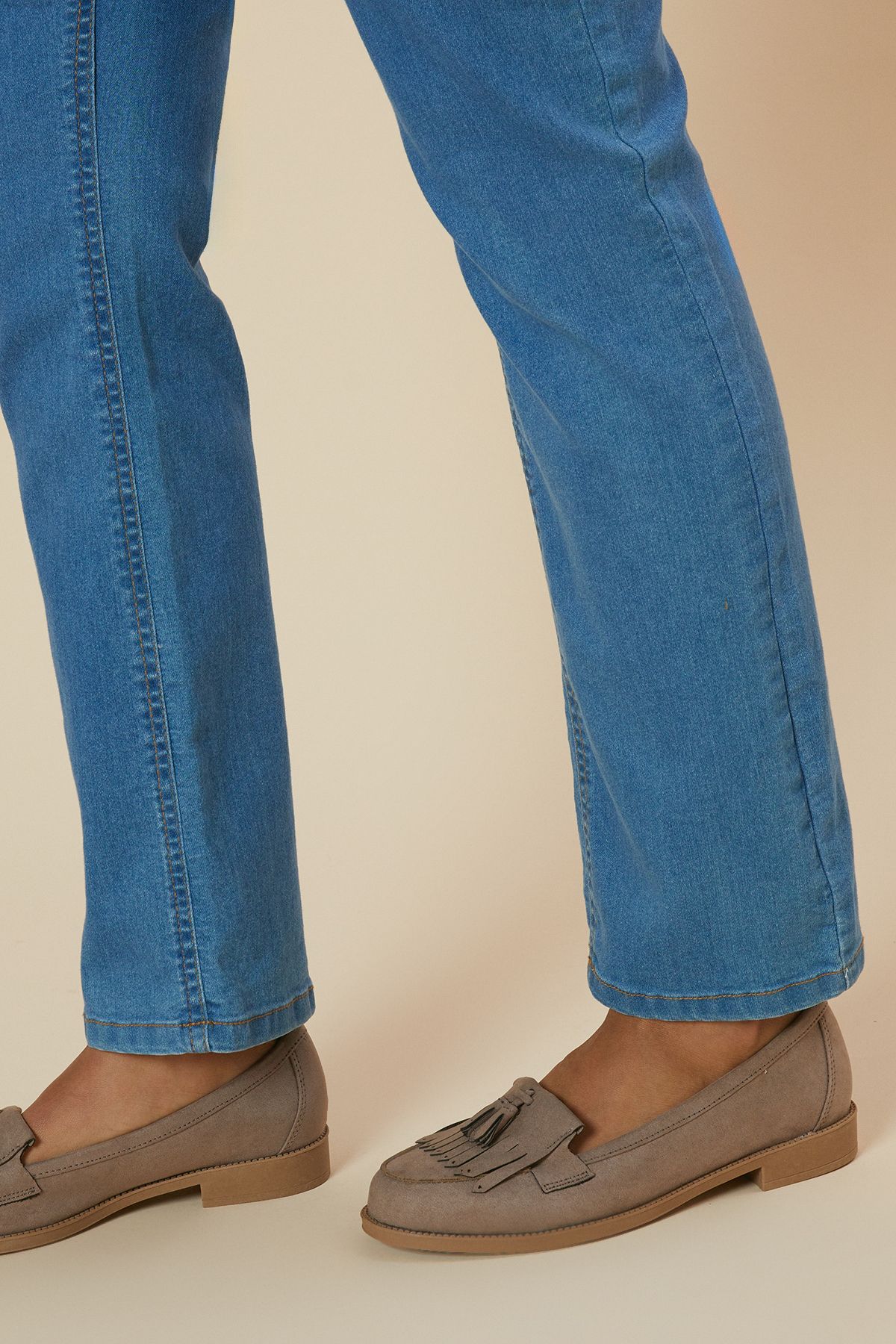 Dorothy Perkins Wide Fit Leigh Fringe Loafers Taupe image 1