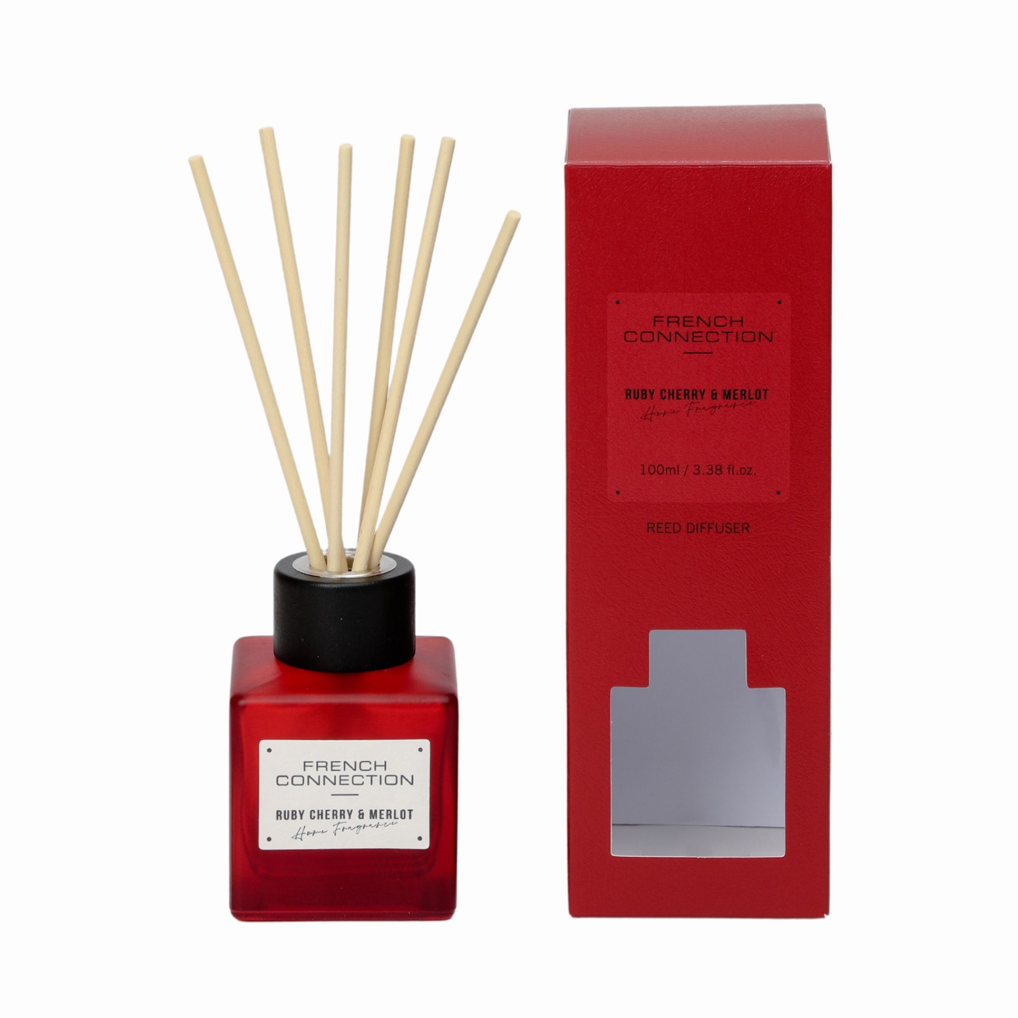 French Connection Ruby Cherry & Merlot Reed Diffuser 100ML Square Design image 2