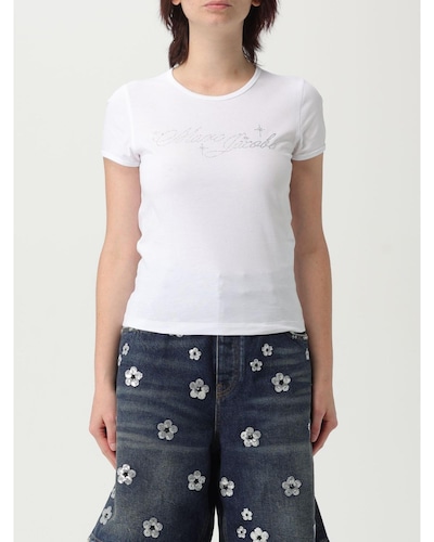Marc Jacobs Rhinestone Logo Tee Wo - White
