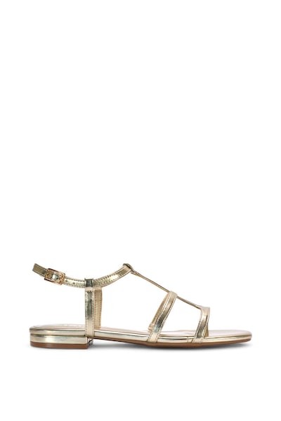 XY London 'Danielle' Flat Strappy Caged Square Toe Sandals With Buckle