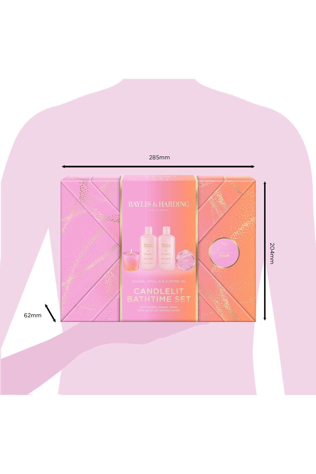 Baylis & Harding Jojoba, Vanilla & Almond Oil Gift Wrapped Candlelit Gift Set Multi image 6