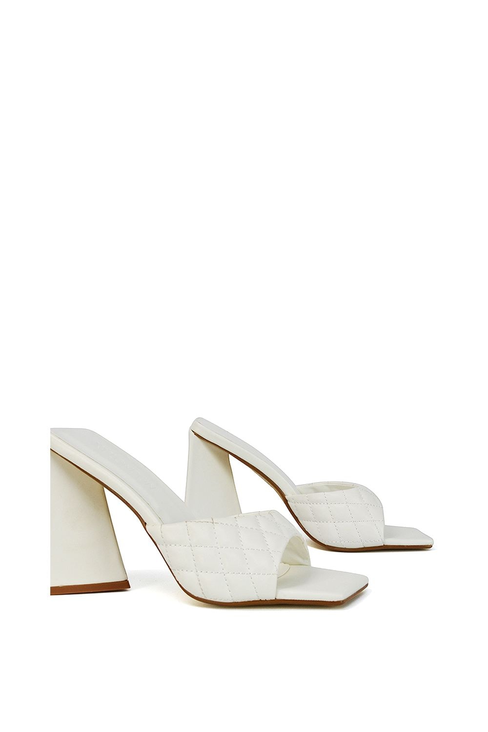 XY London 'Maylin' Quilted Square Toe Sculptured Flared High Heels image 3