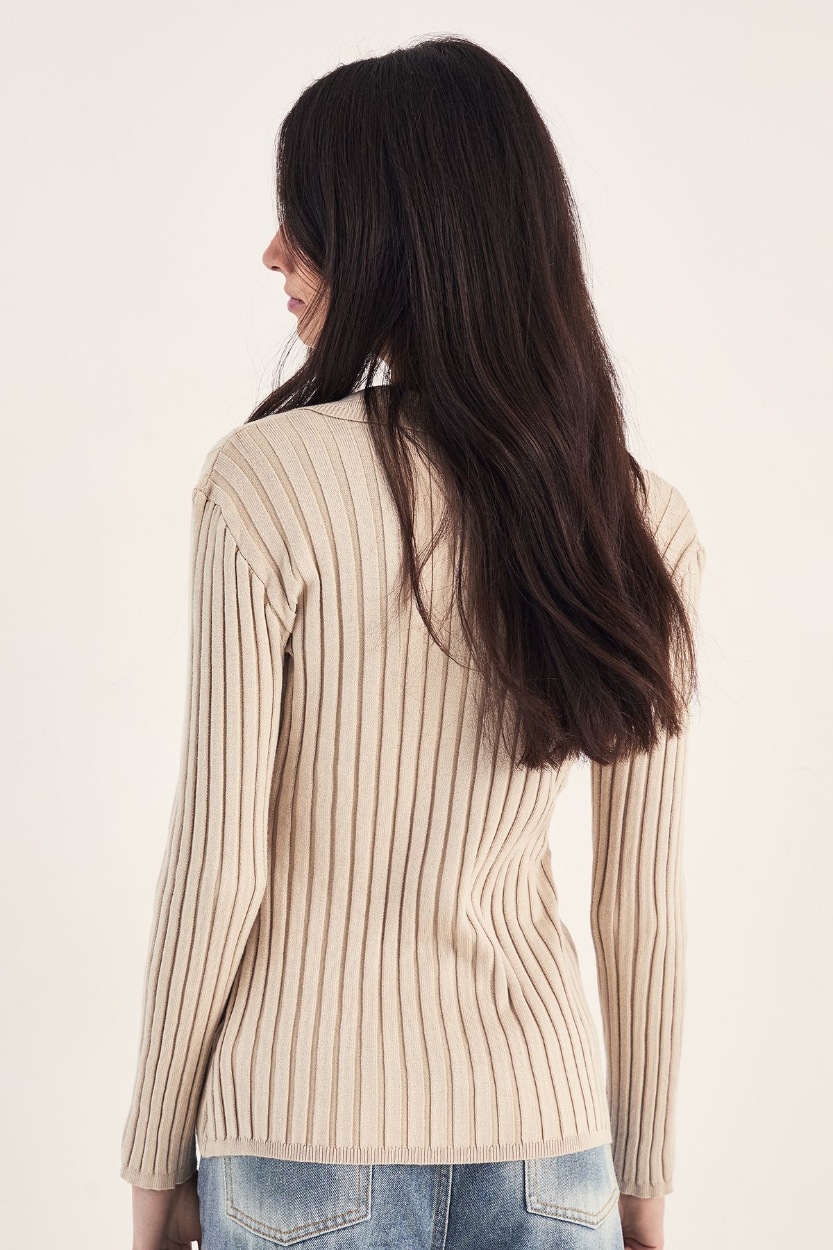 NastyGal Knitted Ribbed Cardigan Ecru image 4