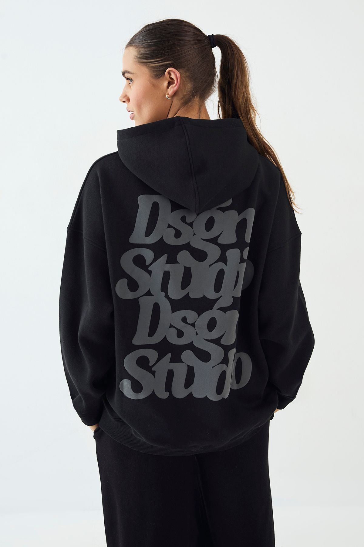 DSGN Studio DSGN Studio Puff Print Slogan Oversized Hoodie Black