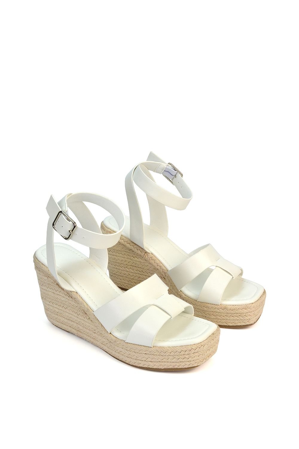 XY London 'Kala' Espadrille Strappy Platform Wedge Heel Sandals With Ankle Strap image 4