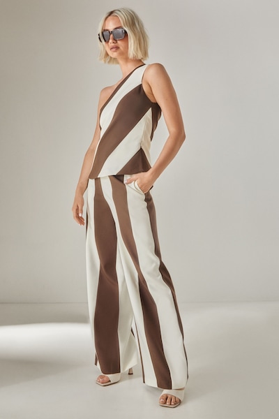 NastyGal Stripe Tailored Pants Chocolate