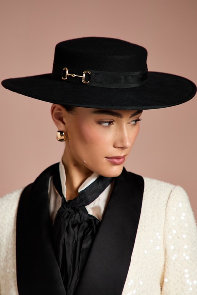 Coast Lisa Tan Felt Boater Black