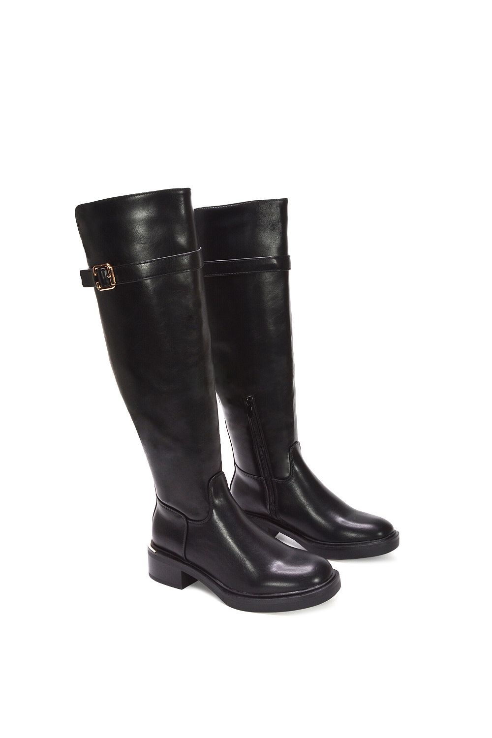 XY London 'Estelle' Low Heel Biker Riding Long Knee High Boots image 6