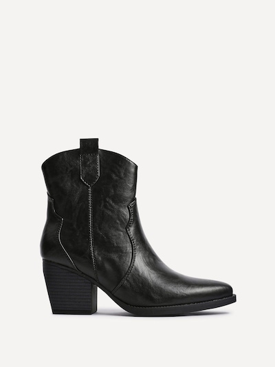 Linzi Jessie Black Faux Leather Western Ankle Boot