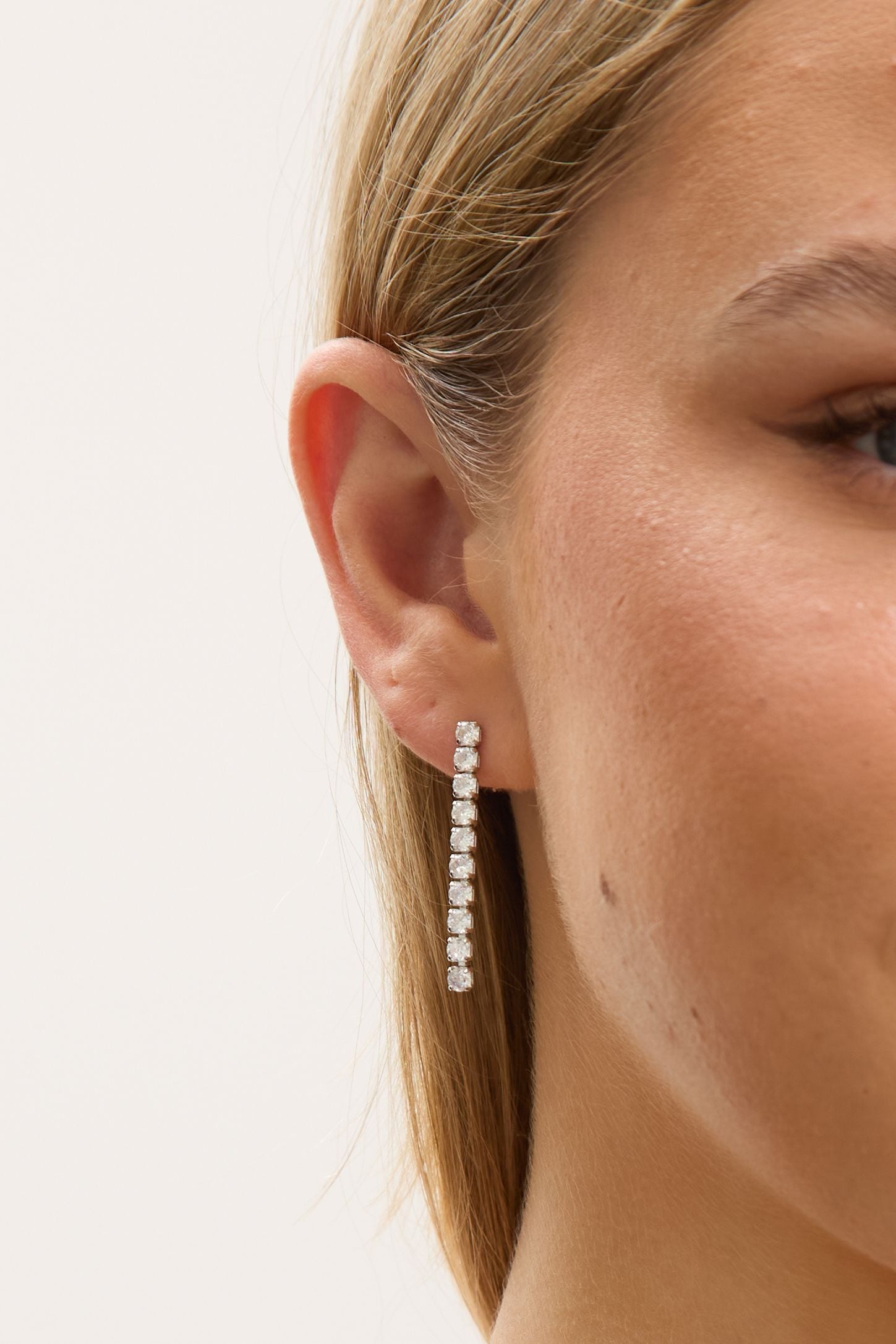 Jon Richard Rhodium Plated and Cubic Zirconia Round Tennis Earrings image 2