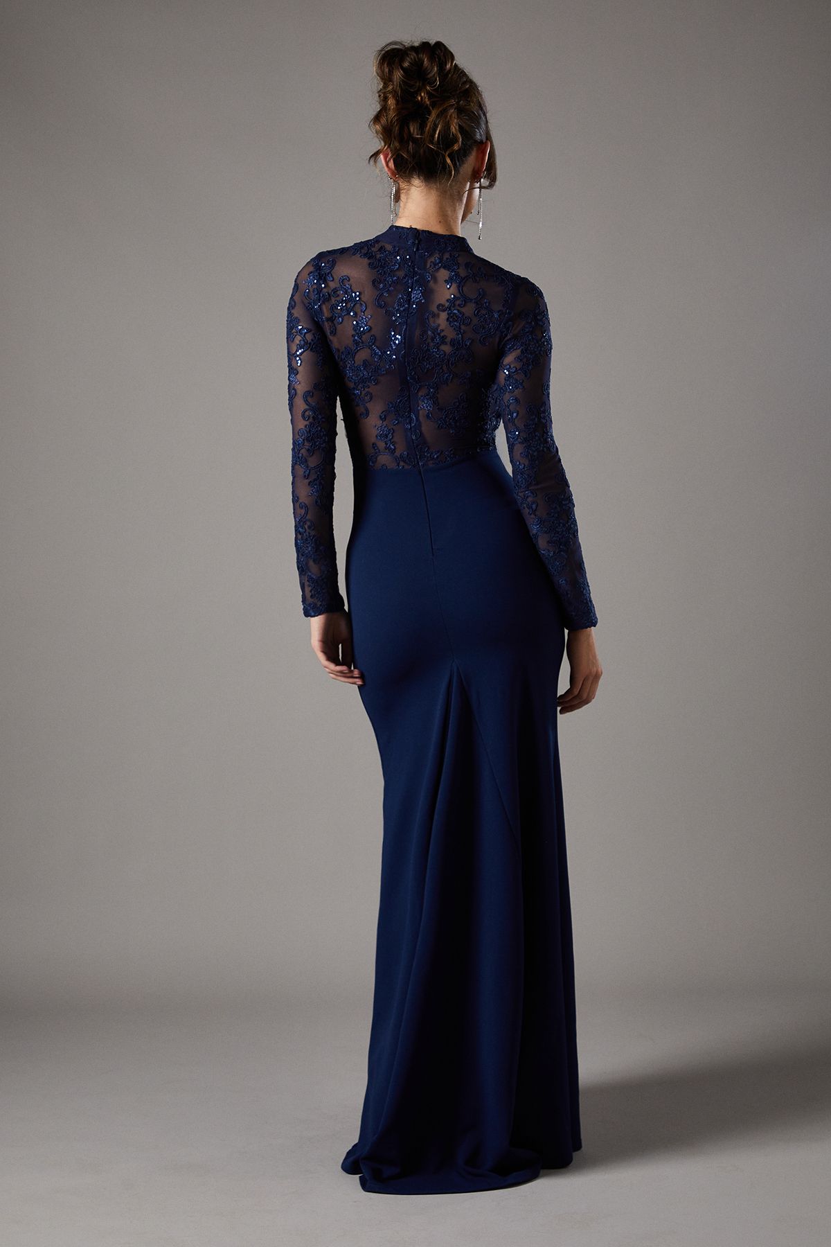 Coast Lace Maxi Dress With Lace Mix Navy image 4
