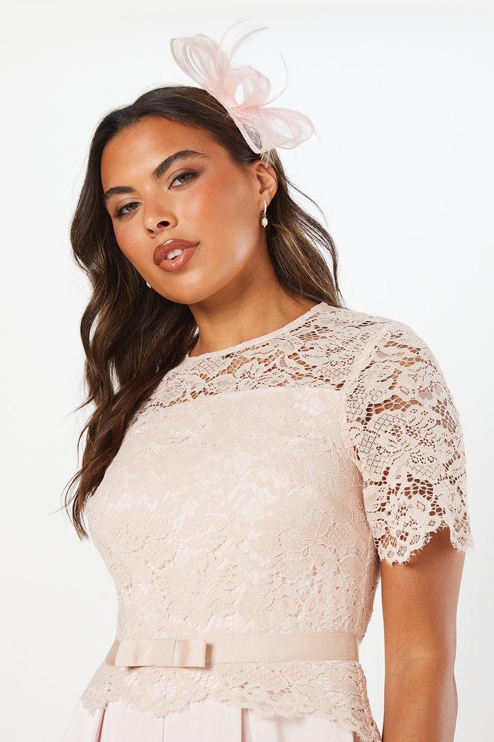 Coast Lace And Crepe Full Skirted Midi Dress Oyster image 4