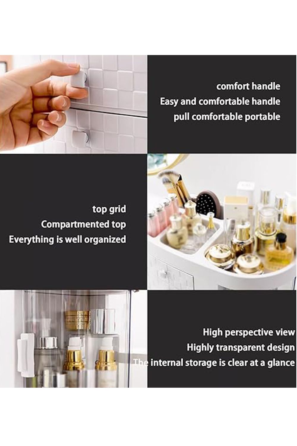 Living and Home Acrylic Desktop Makeup Cosmetic Organizer with 4 Drawers image 4