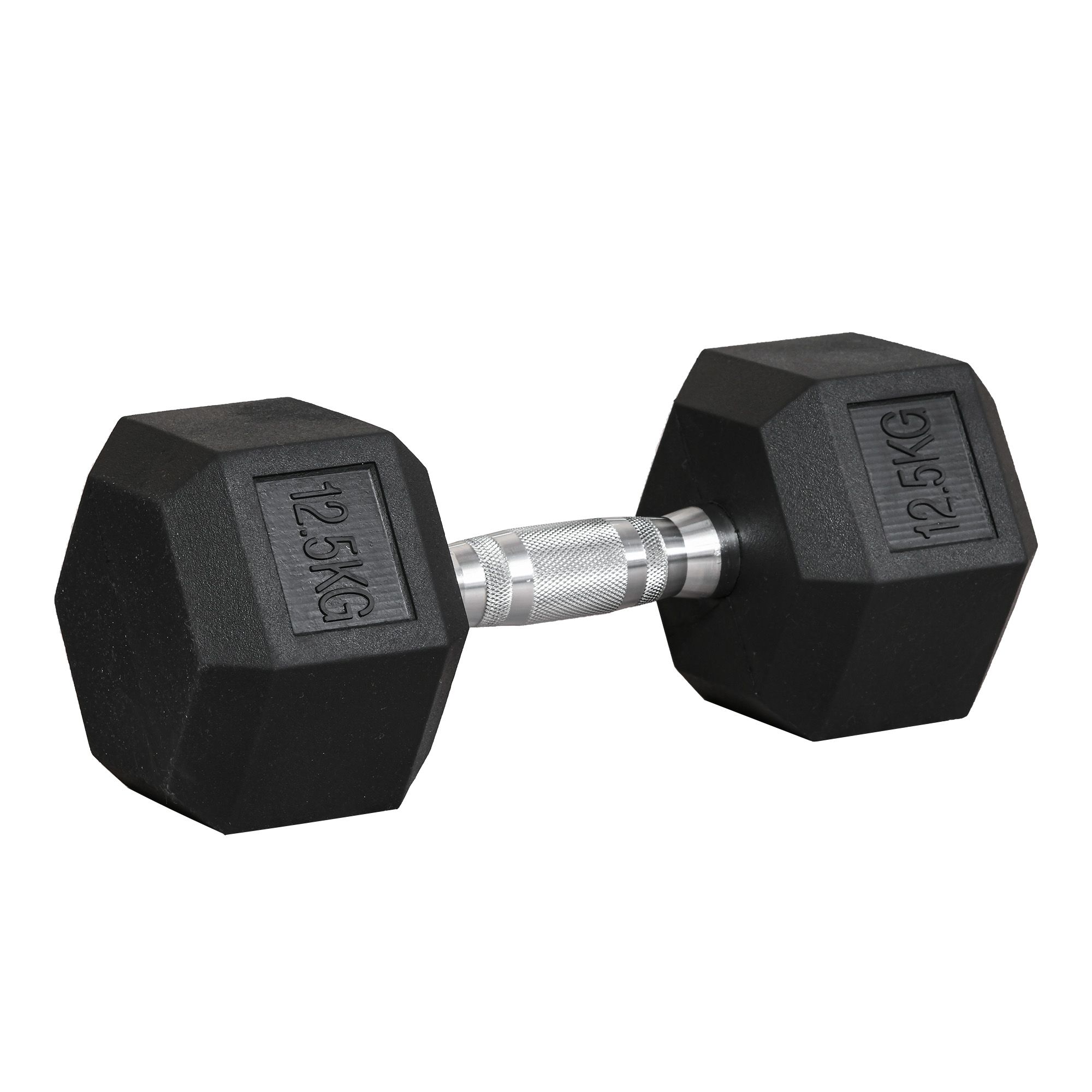 HOMCOM 12.5KG Single Rubber Hex Dumbbell Portable Hand Weights for Home Gym image 2