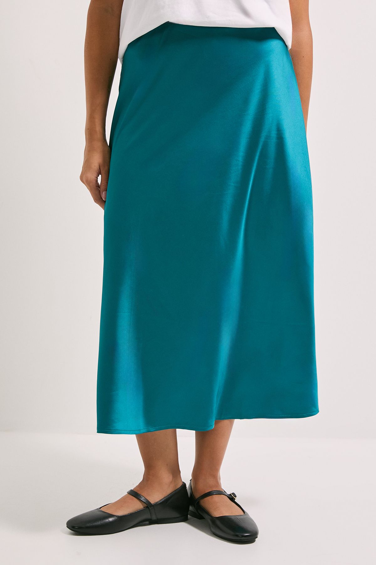 Dorothy Perkins Satin Bias Cut Skirt Teal