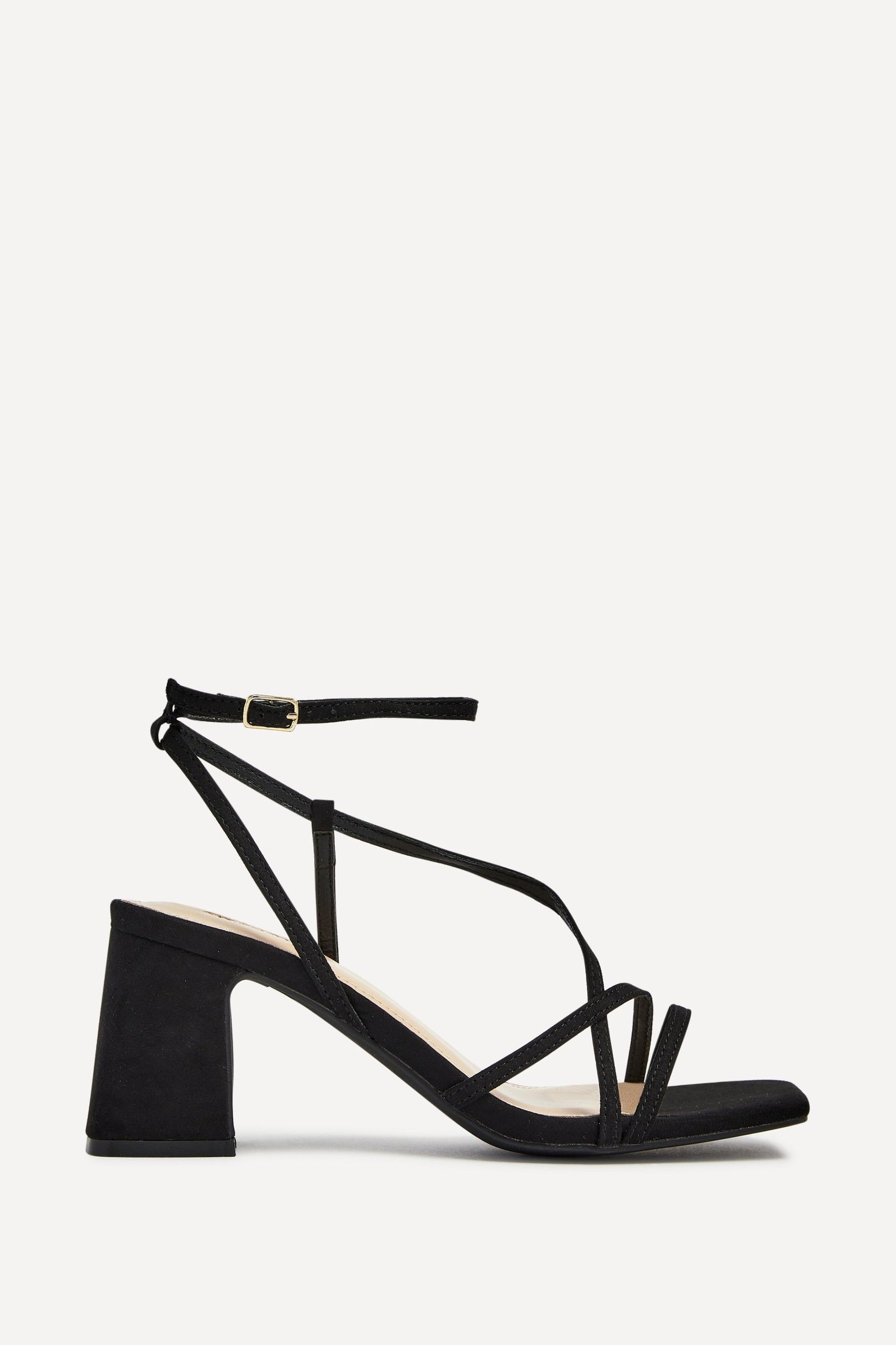 Linzi Memphis Black Faux Suede Crossover Slingback Block Heeled Sandal image 1