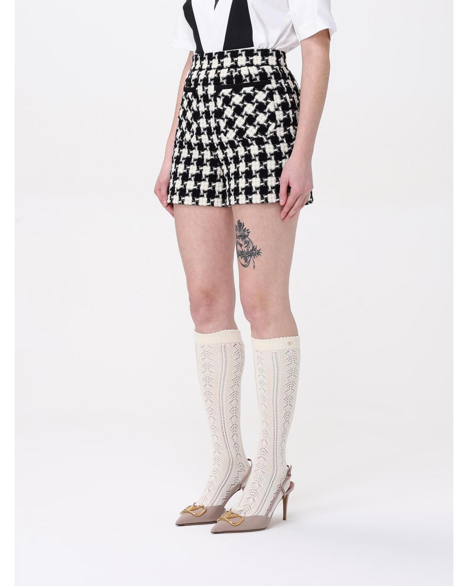 Valentino Houndstooth Tweed Shorts Wo - White image 3