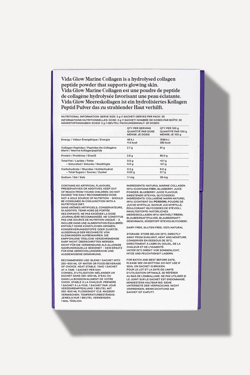 Vida Glow Natural Marine Collagen Sachets Blueberry Multi image 2