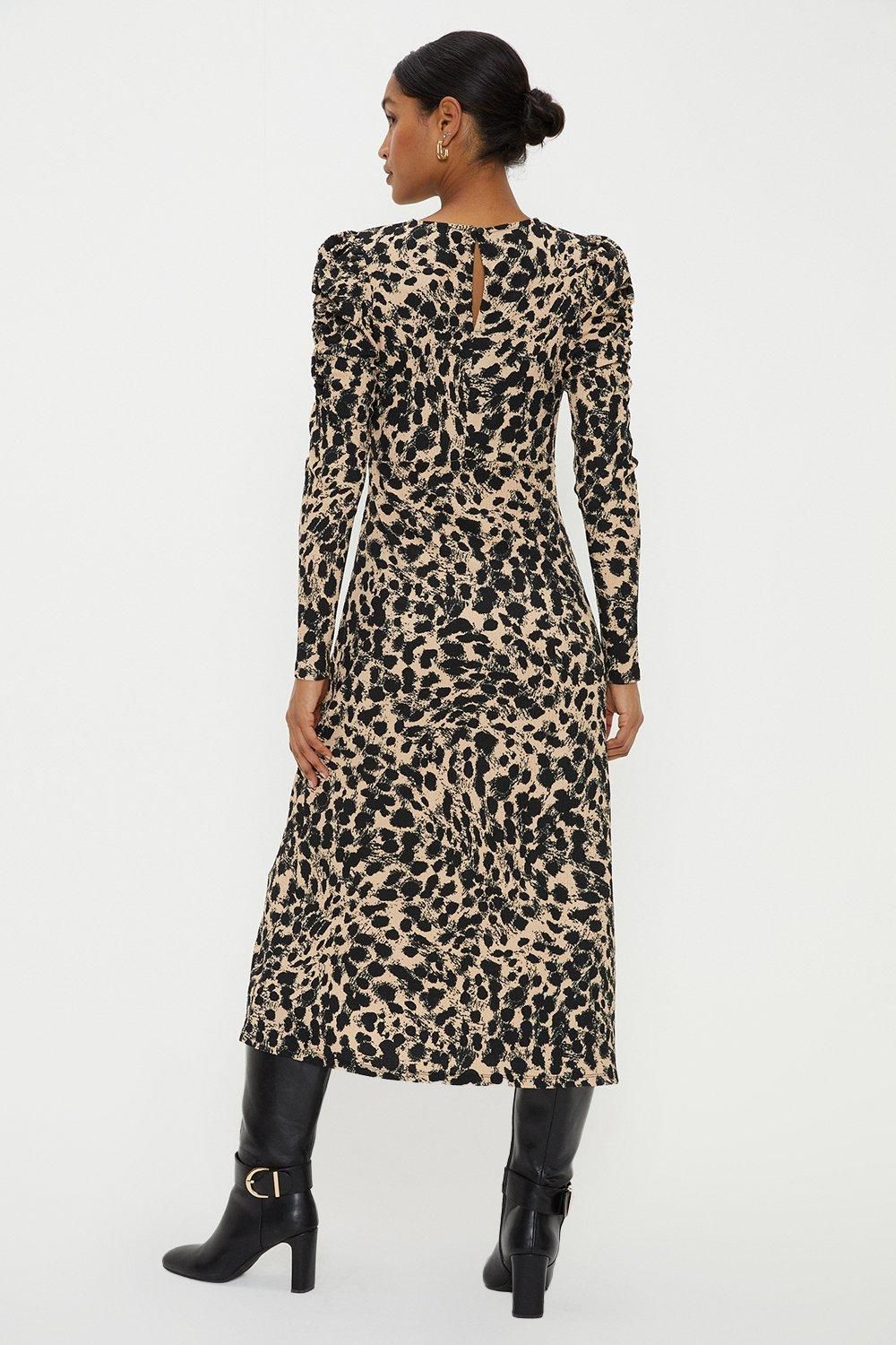 Dorothy Perkins Leopard Keyhole Jersey Midi Dress Leopard image 4