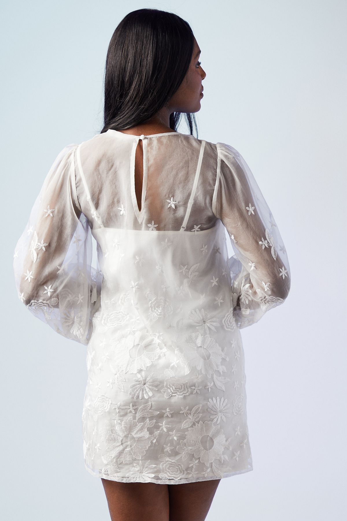 Coast Embroidered Organza Mini Wedding Dress Ivory image 3