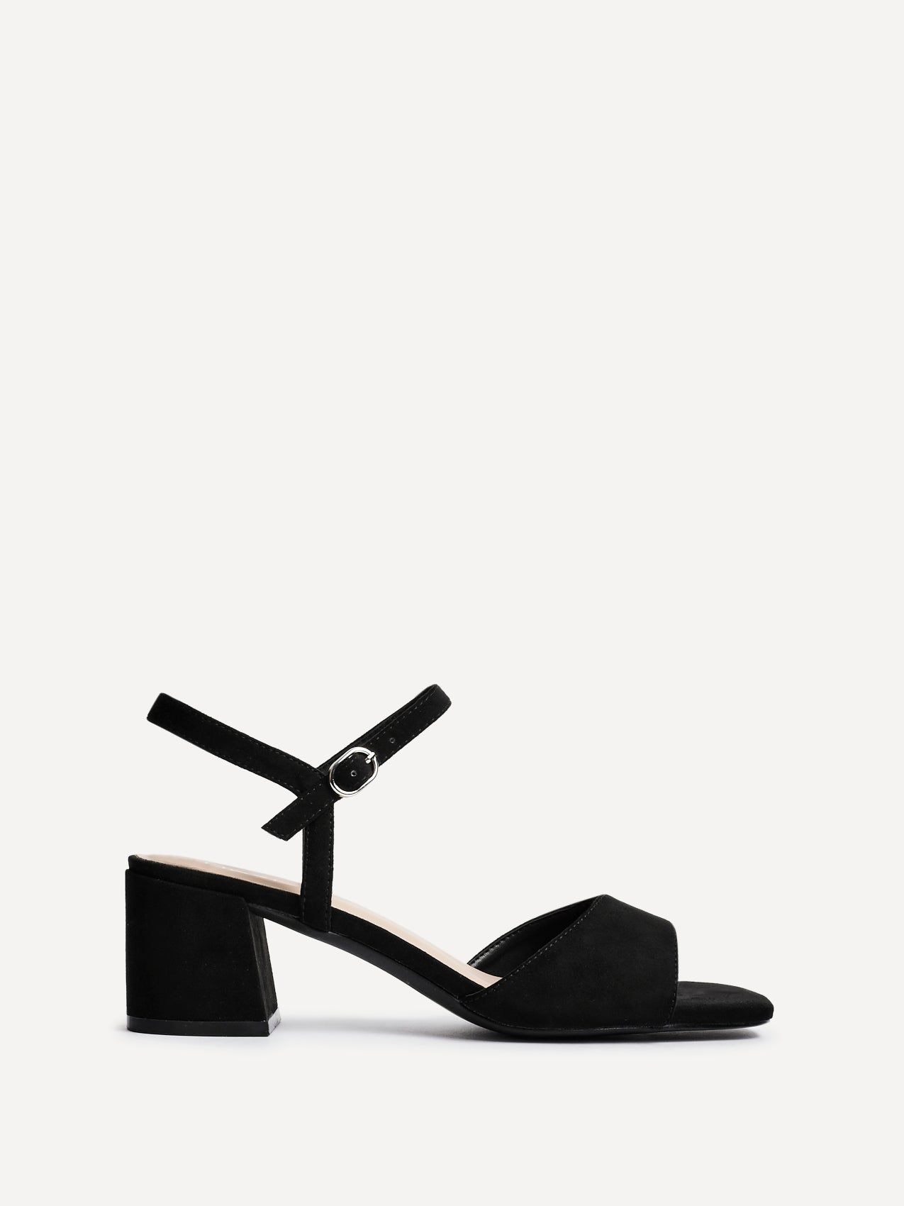 Linzi Darlene Black Faux Suede Low Block Heeled Sandals image 1