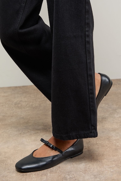 Oasis Pippin Bow Detail Mary Jane Ballet Pumps Black