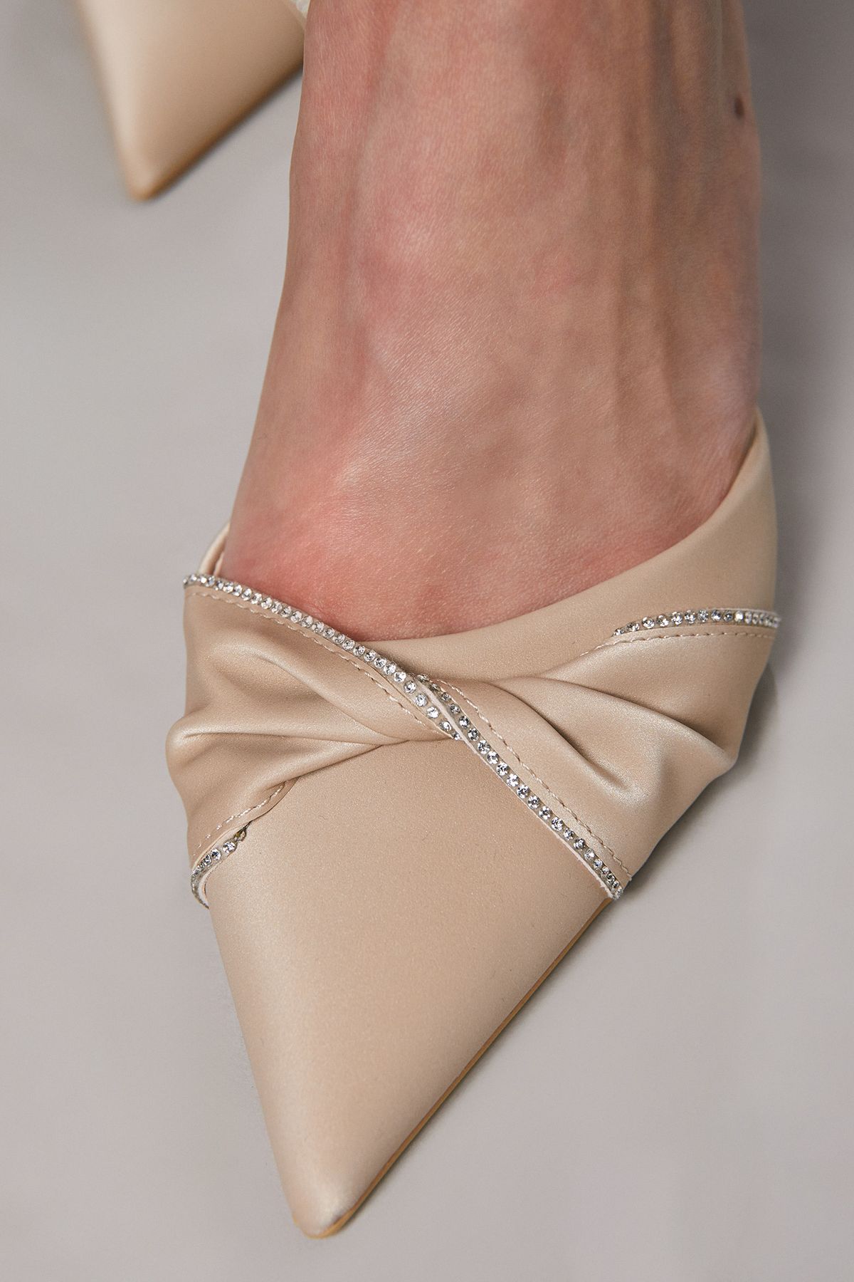 Coast Valaine Faux Leather Diamante Twist Stiletto Heel Court Shoes Taupe image 4