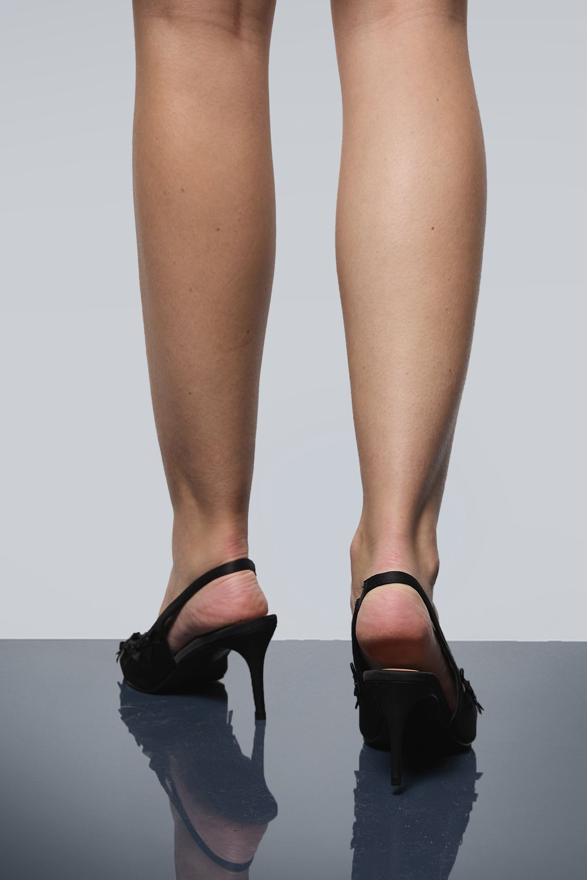 Oasis Belle Satin Mini Bow Slingback High Stiletto Court Shoes Black image 4