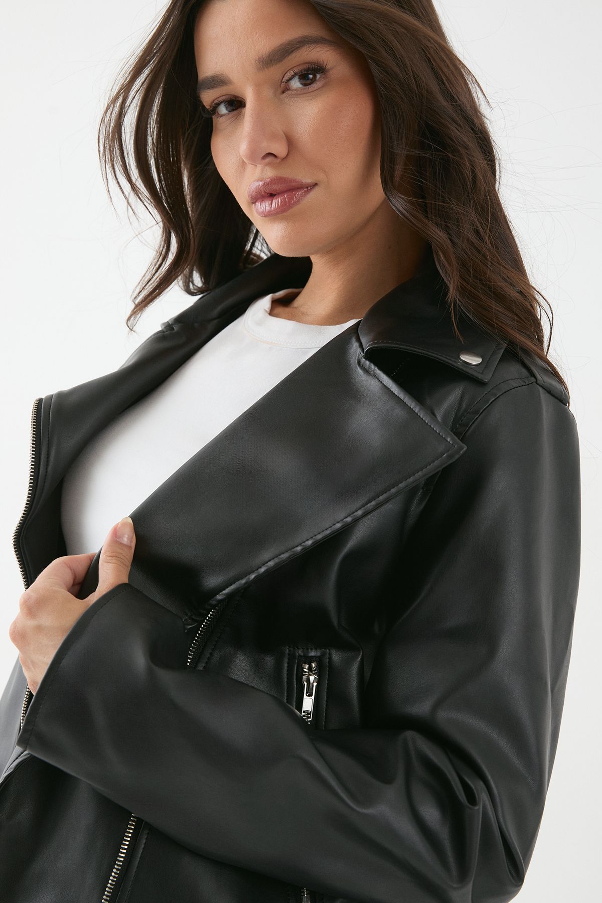 MissPap Leather Look Biker Jacket Black image 2