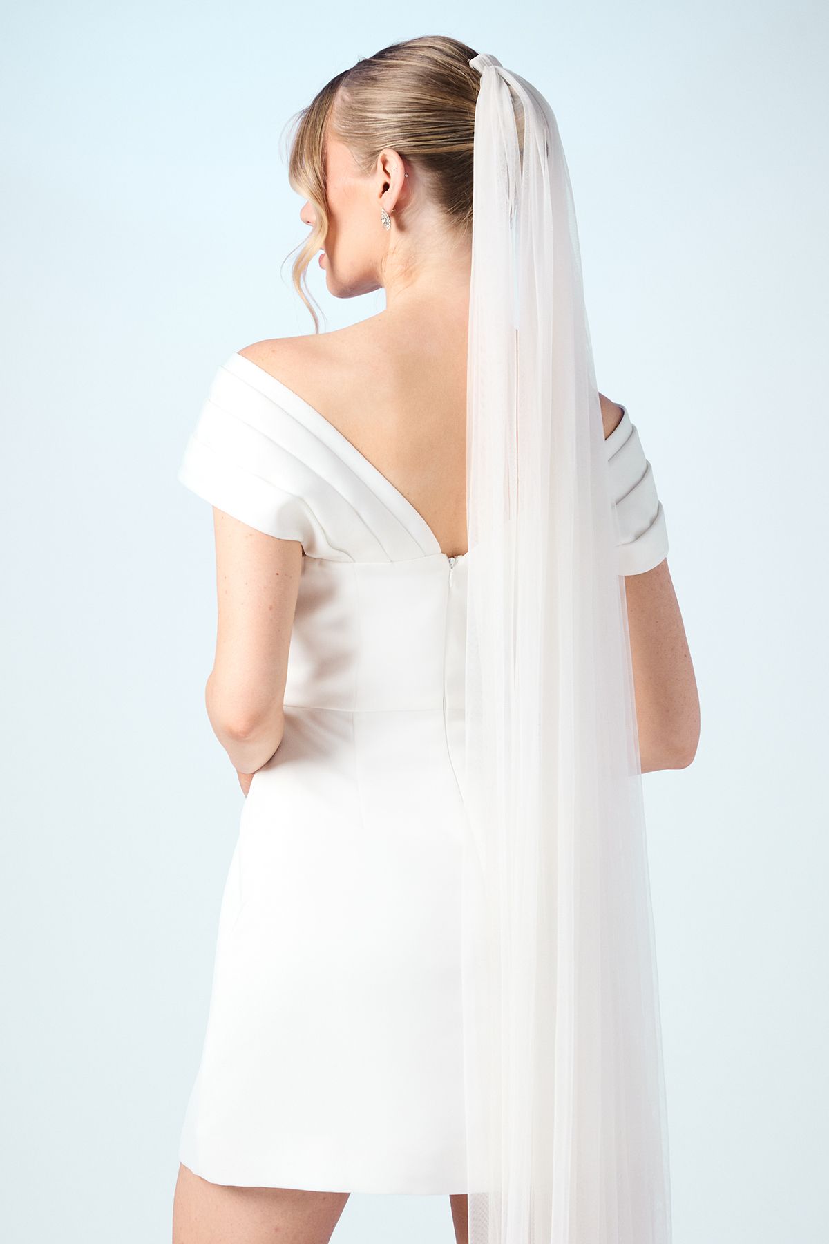 Coast Bardot Satin Bridal Mini Dress Ivory image 3